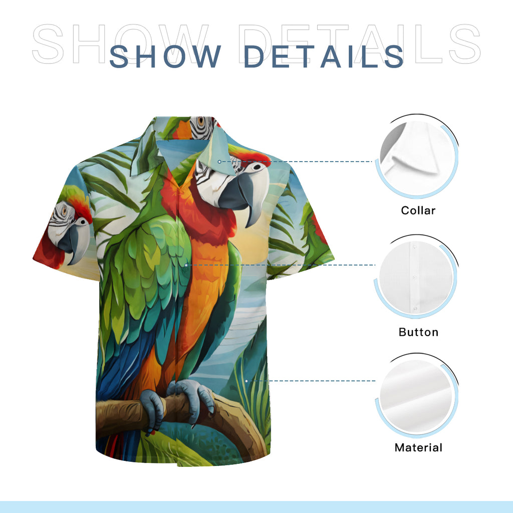 Parrot Lovers Tropical Short Sleeves Men's Shirt