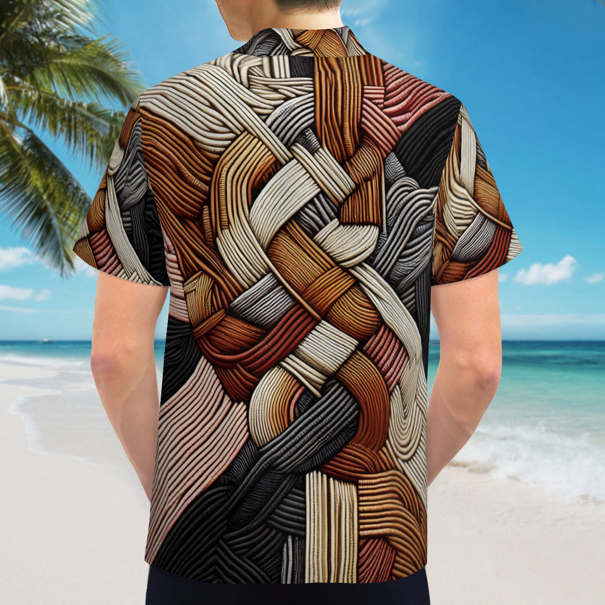 Interwoven Thread Design Short Sleeves Men's Shirt