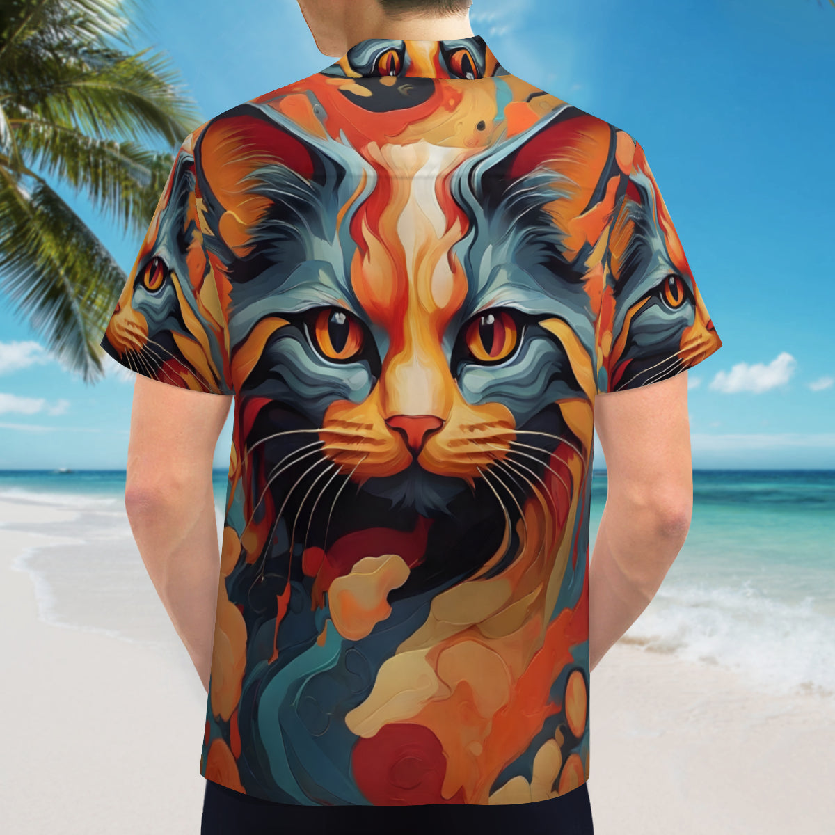 Abstract Cat Lovers Short Sleeves Men's Shirt