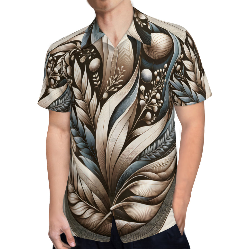 Abstract Short Sleeves Men's Shirt