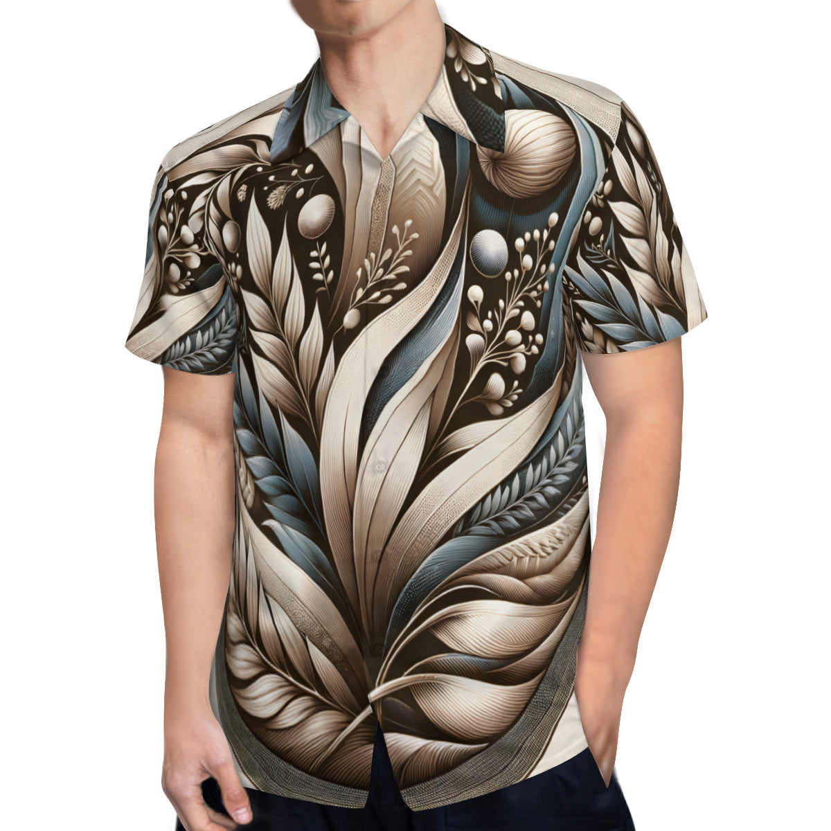 Abstract Short Sleeves Men's Shirt