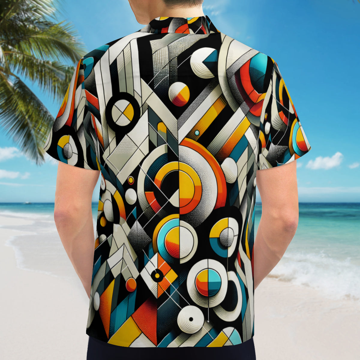 Abstract Geometric Short Sleeves Men's Shirt