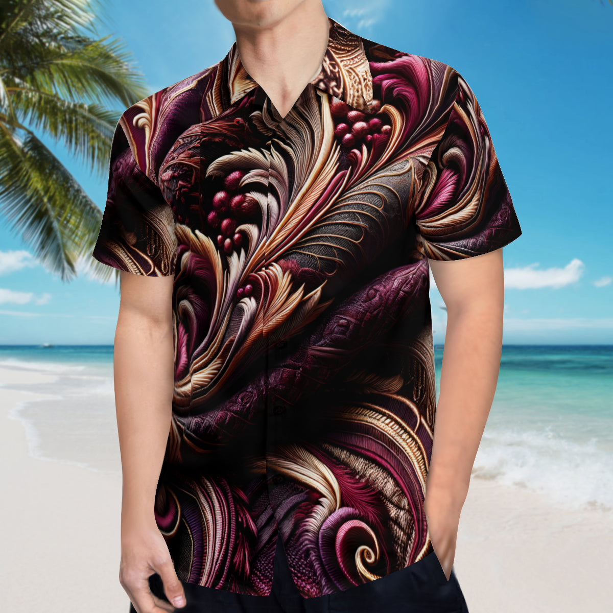 Rich Plum Design Short Sleeves Men's Shirt