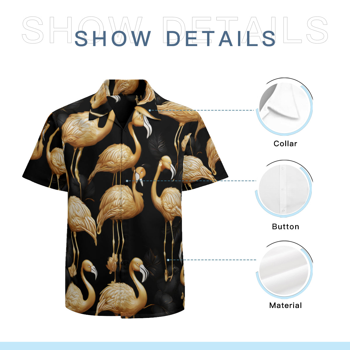 Golden Flamingo Short Sleeves Men's Shirt