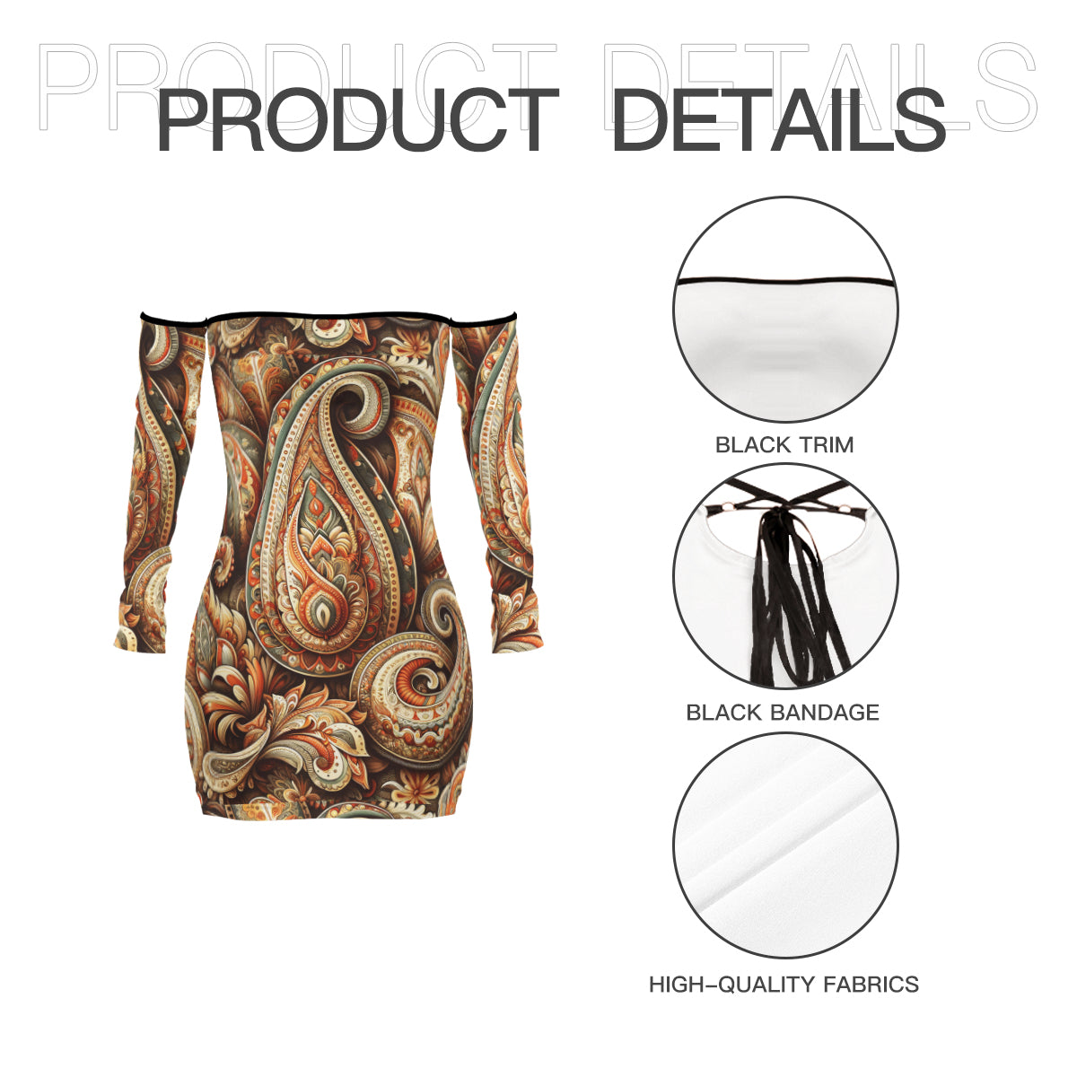 All-Over Print Women's Off-Shoulder Back Lace-up Dress