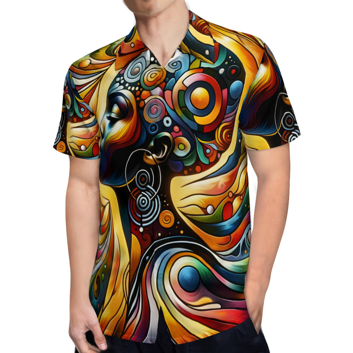 Afro Art Gold Black Short Sleeves Men's Shirt