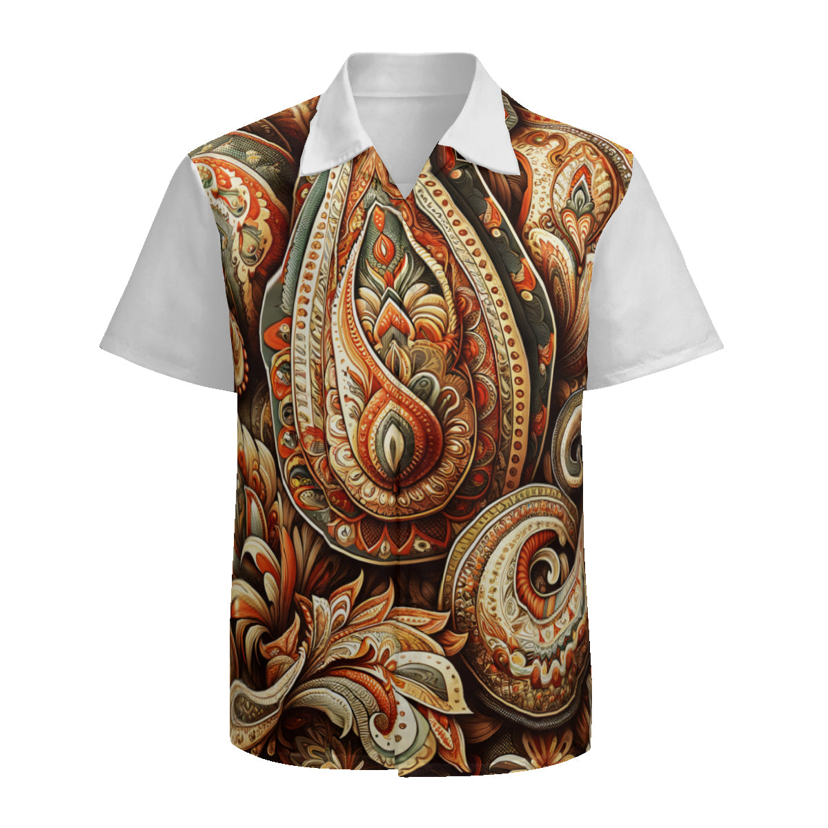 Abstract Motifs Black Short Sleeves Shirt