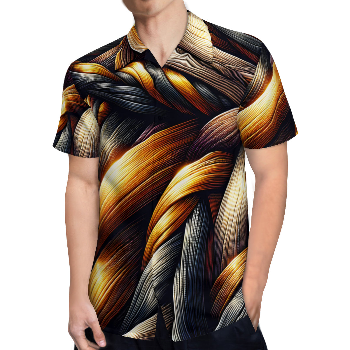 Weave Design Short Sleeves Men's Shirt