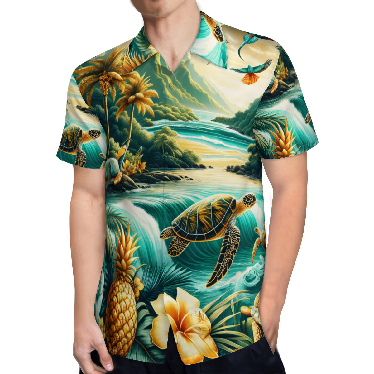 Abstract Seaworld Short Sleeves Men's Shirt