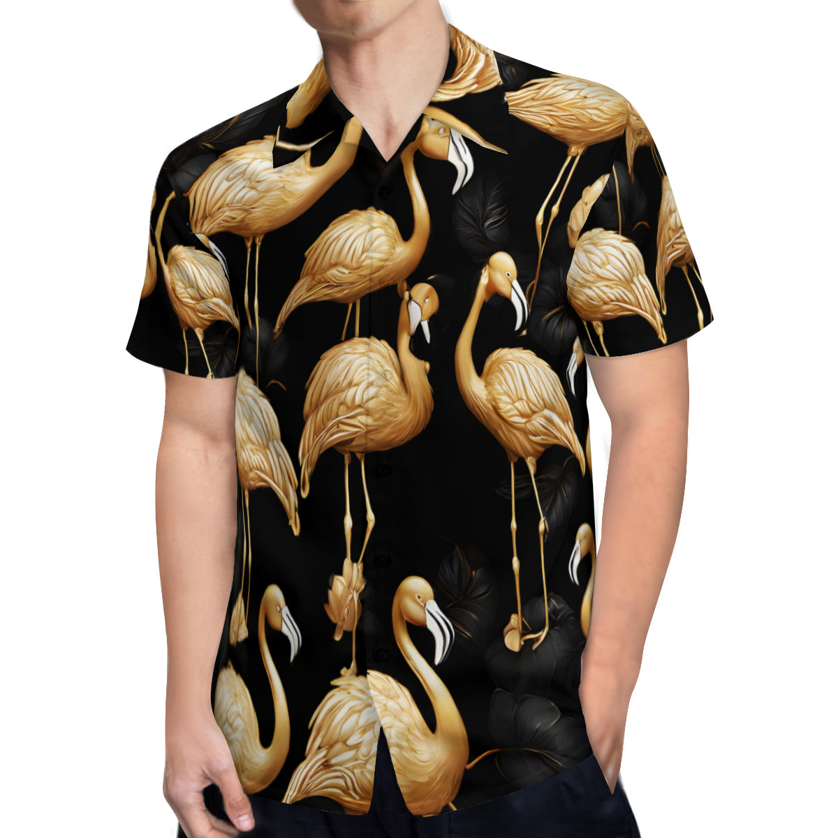 Golden Flamingo Short Sleeves Men's Shirt