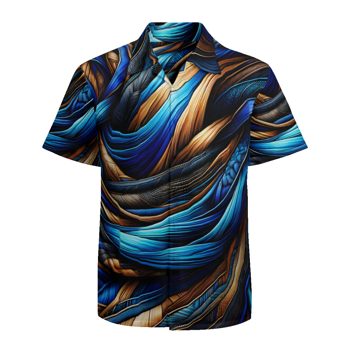 Royal Blue Weave Pattern Short Sleeves Men's Shirt