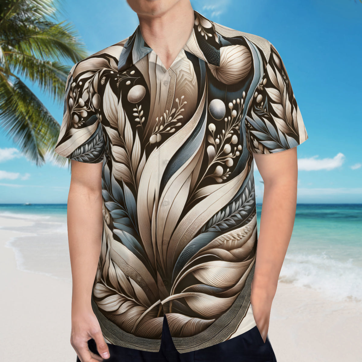 Abstract Short Sleeves Men's Shirt