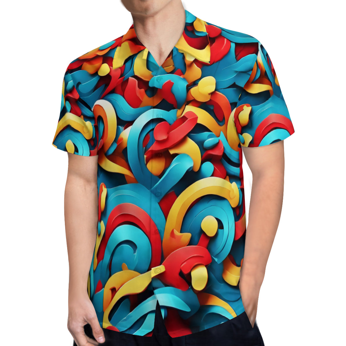 Abstract Vibrant Pattern Short Sleeves Men's Shirt