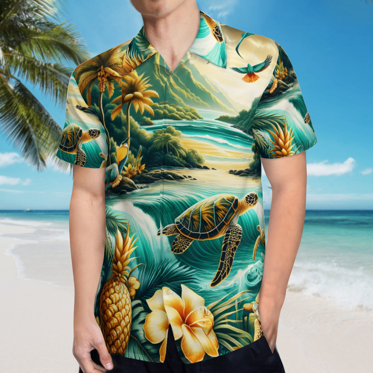 Abstract Seaworld Short Sleeves Men's Shirt