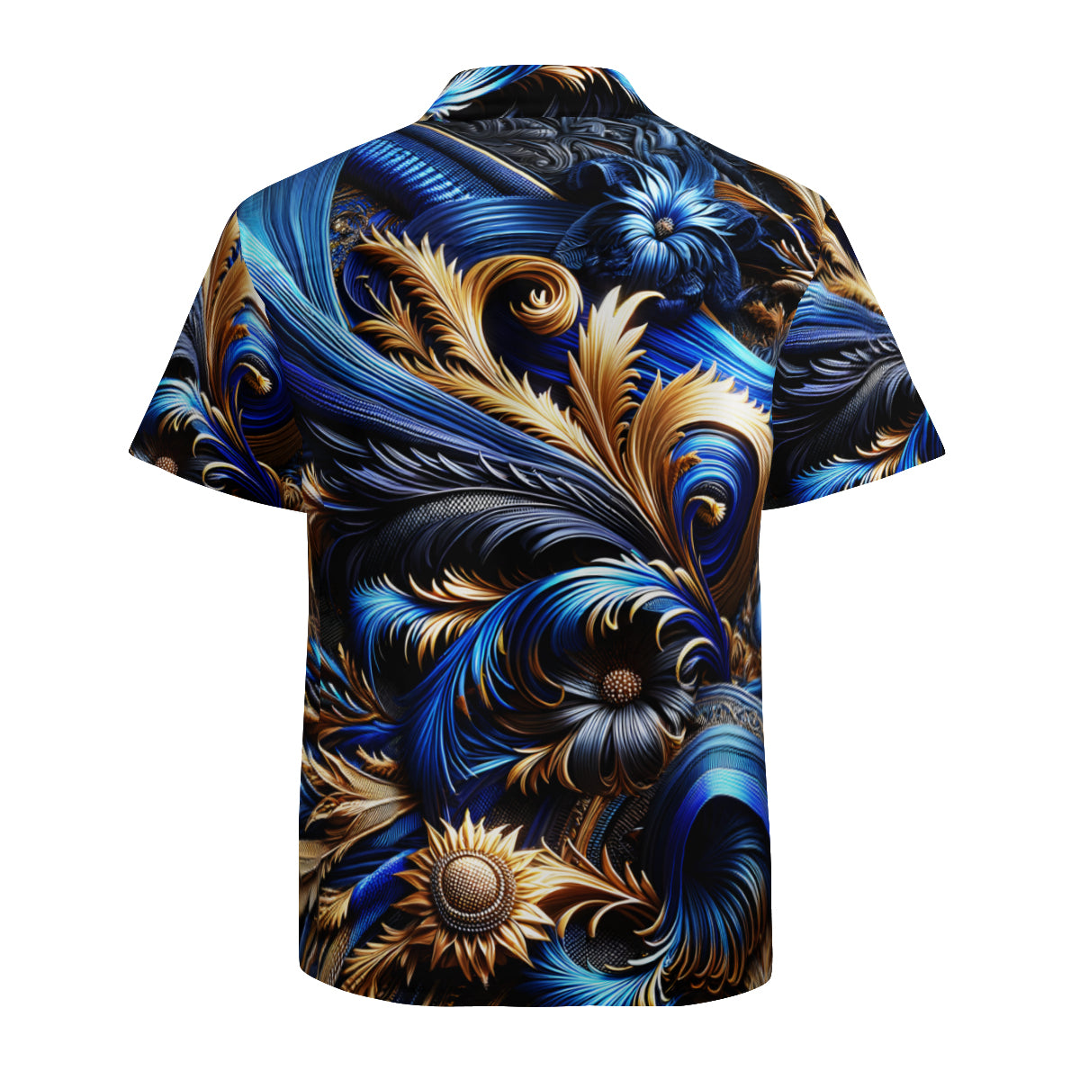 Royal Blue Weave Pattern Short Sleeves Men's Shirt