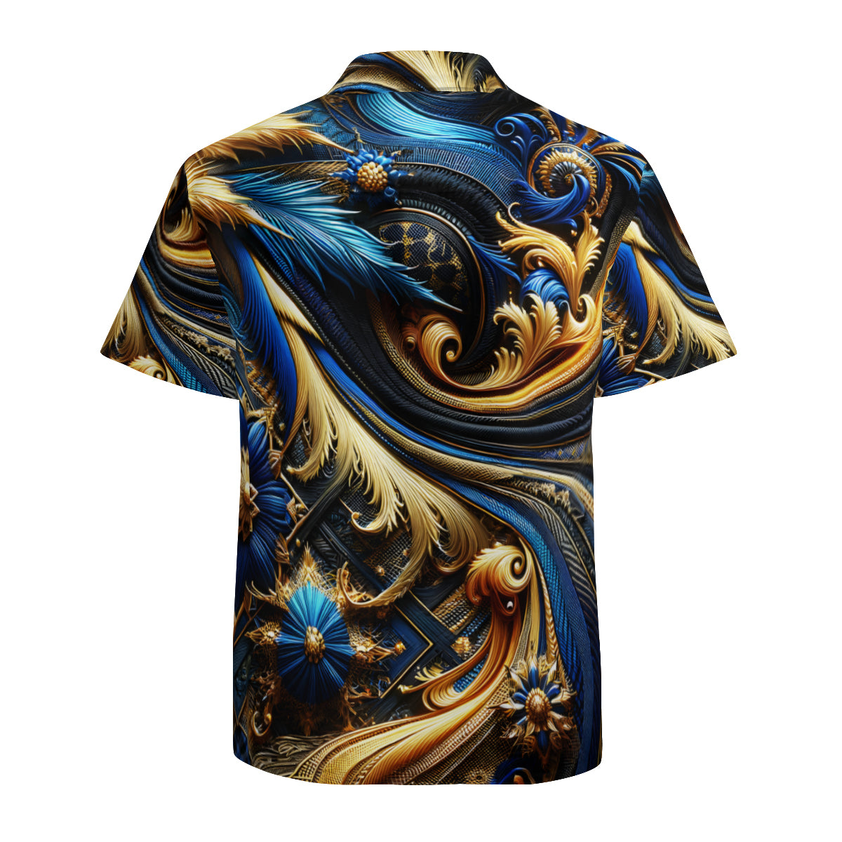 Royal Blue Gold Short Sleeves Men's Shirt