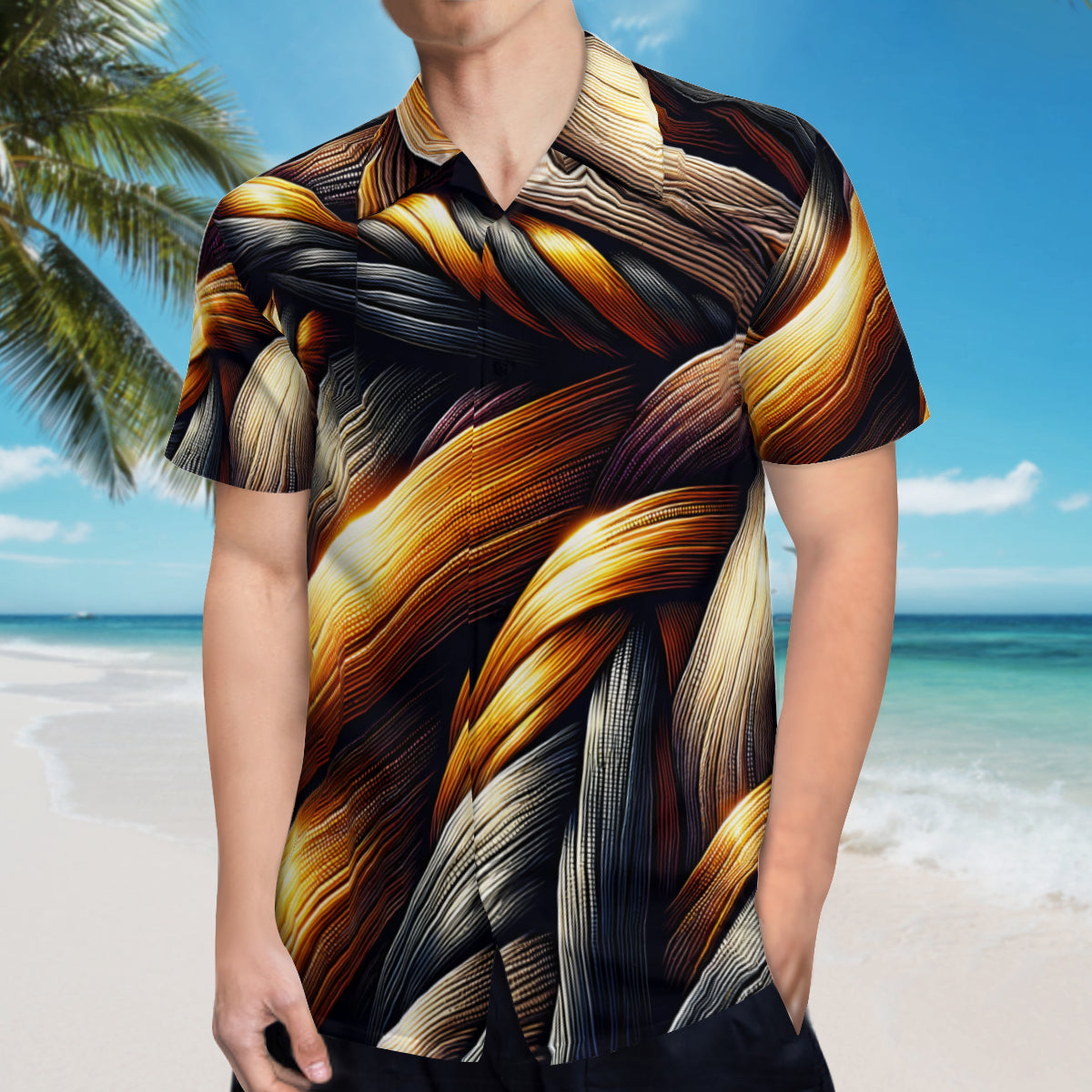 Weave Design Short Sleeves Men's Shirt