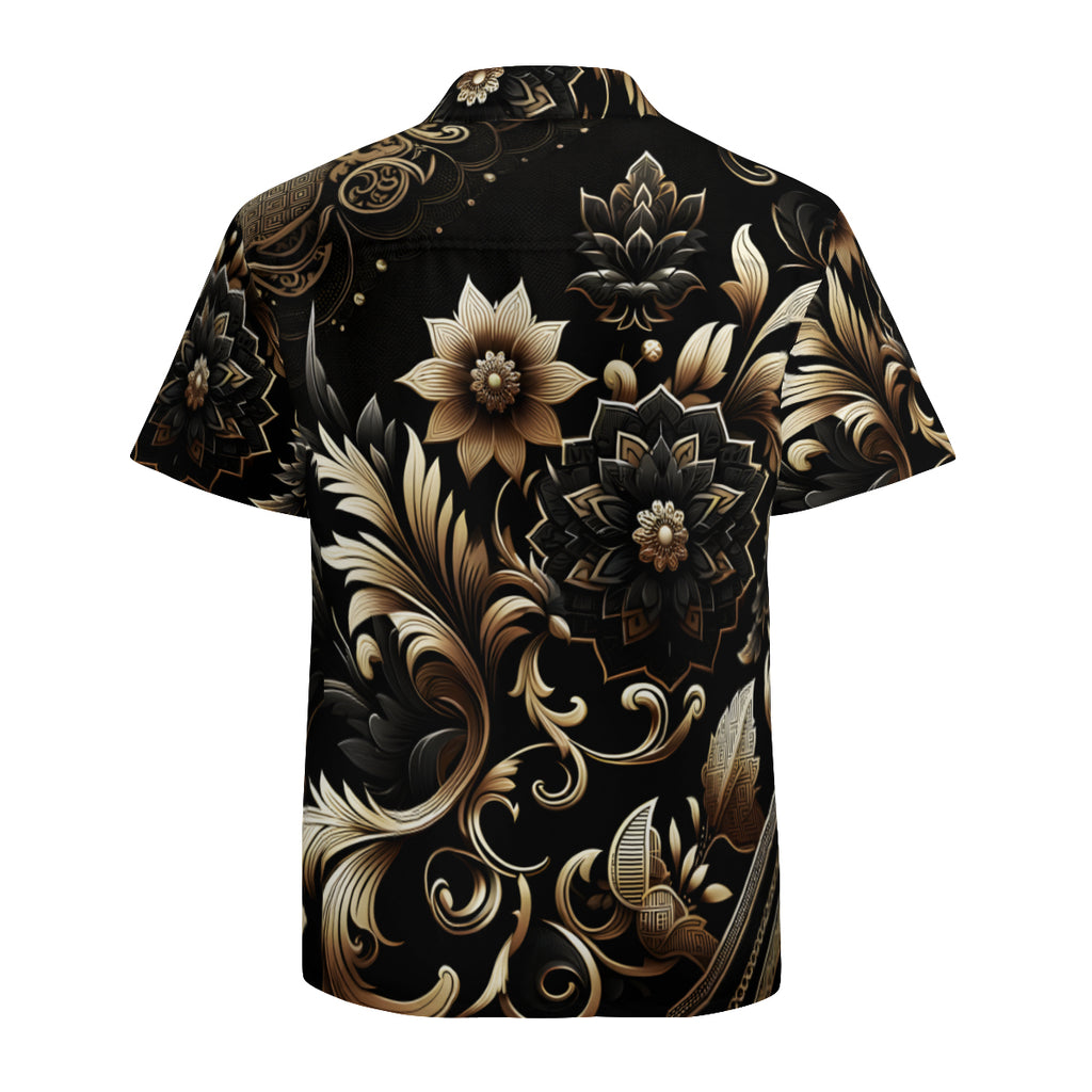 Black Motifs Short Sleeves Men's Shirt