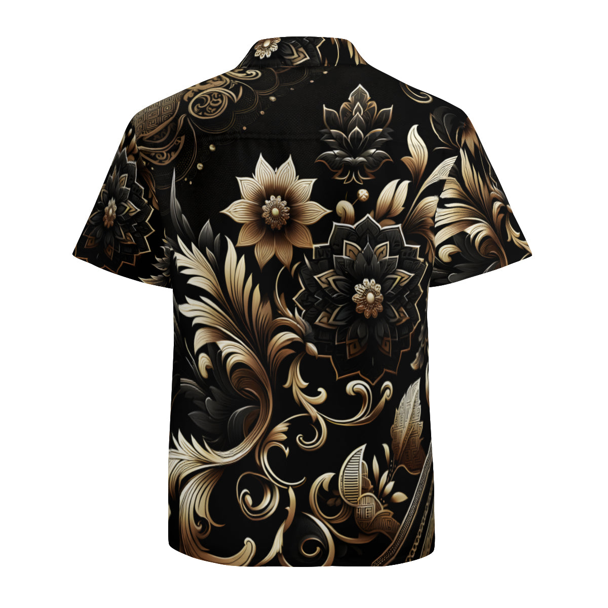 Black Motifs Short Sleeves Men's Shirt