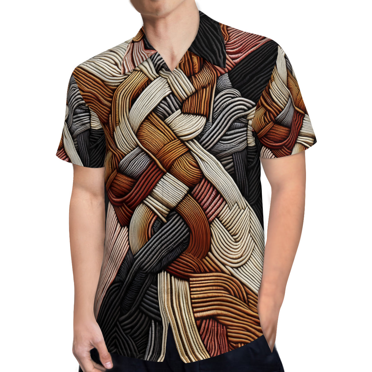 Interwoven Thread Design Short Sleeves Men's Shirt