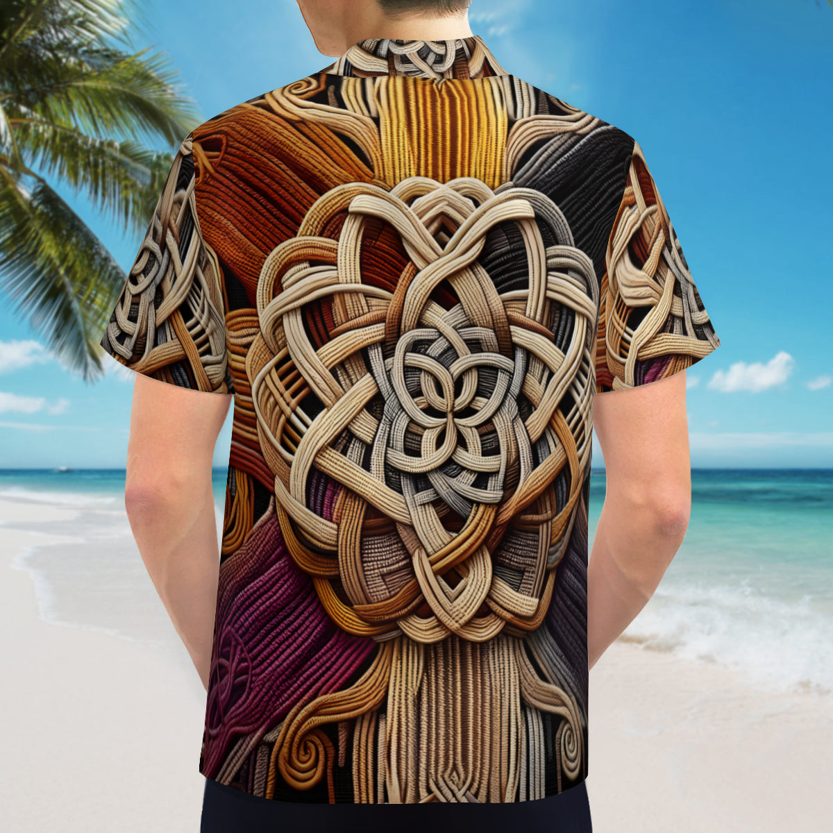 Interwoven Thread Design Short Sleeves Men's Shirt