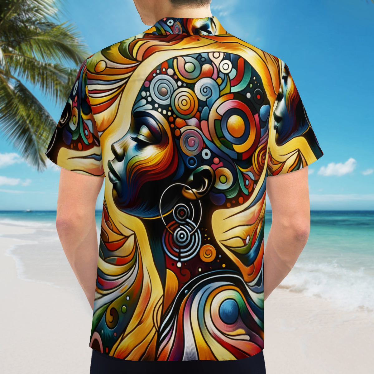 Afro Art Gold Black Short Sleeves Men's Shirt