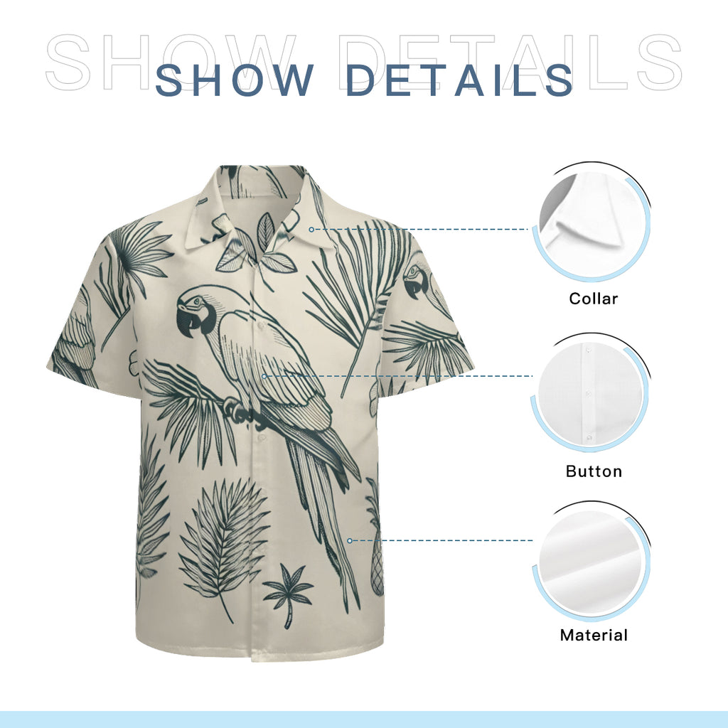 Abstract Parrot Tropical Short Sleeves Men's Shirt