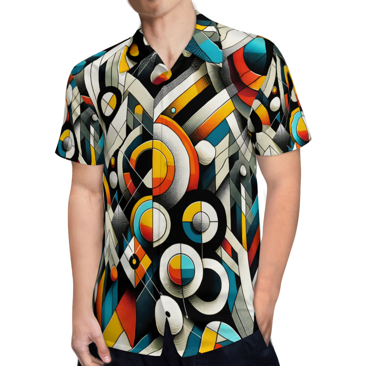 Abstract Geometric Short Sleeves Men's Shirt