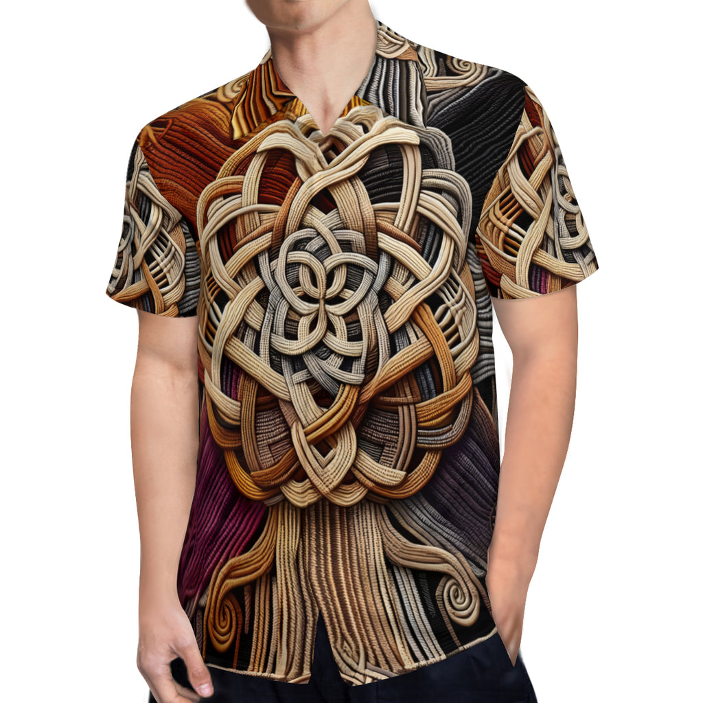 Interwoven Thread Design Short Sleeves Men's Shirt