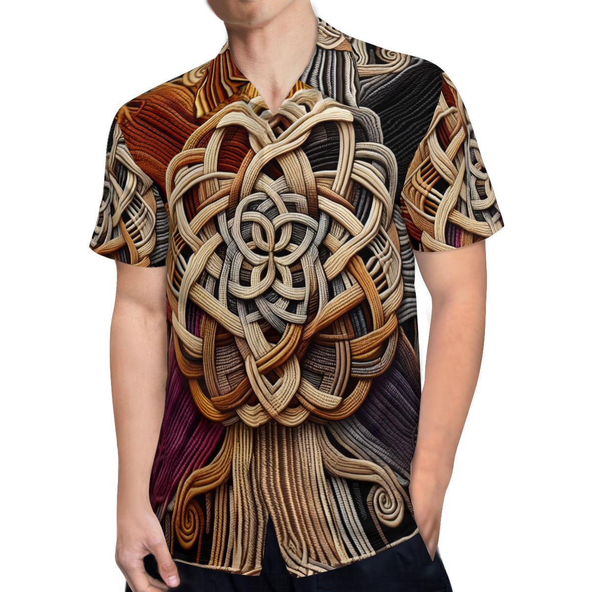 Interwoven Thread Design Short Sleeves Men's Shirt