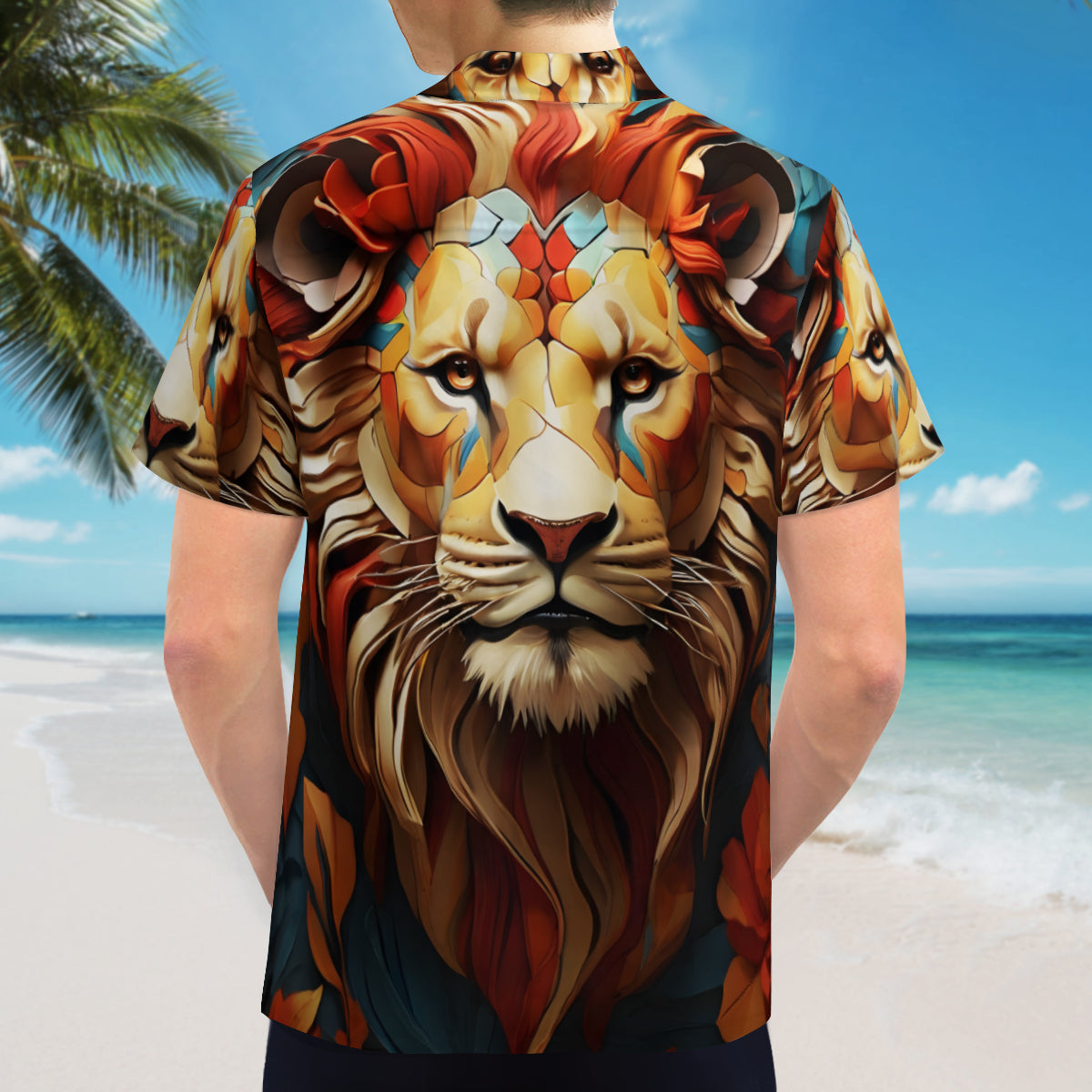 Abstract Lion Short Sleeves Men's Shirt