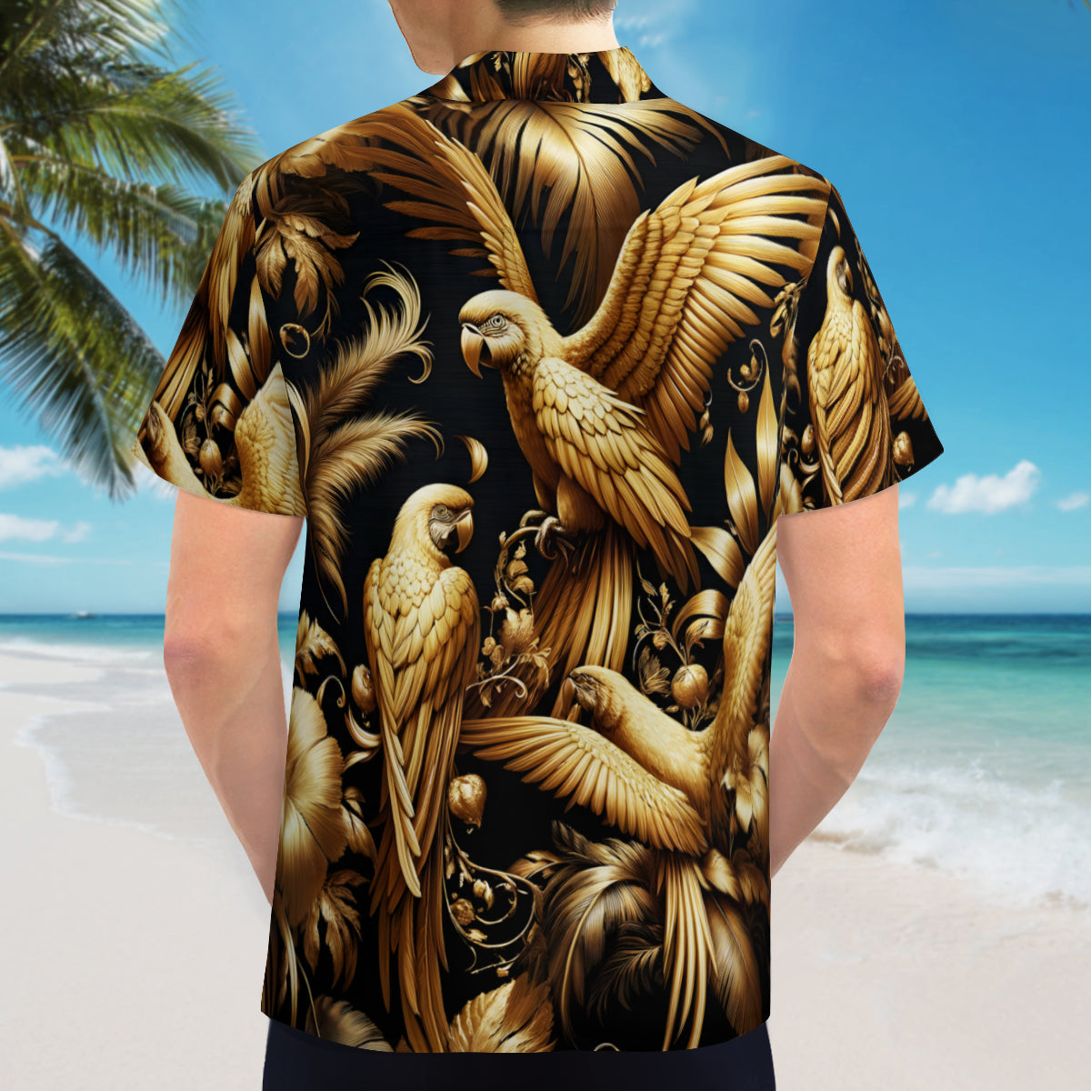 Abstract Gold Black Short Sleeves Men's Shirt