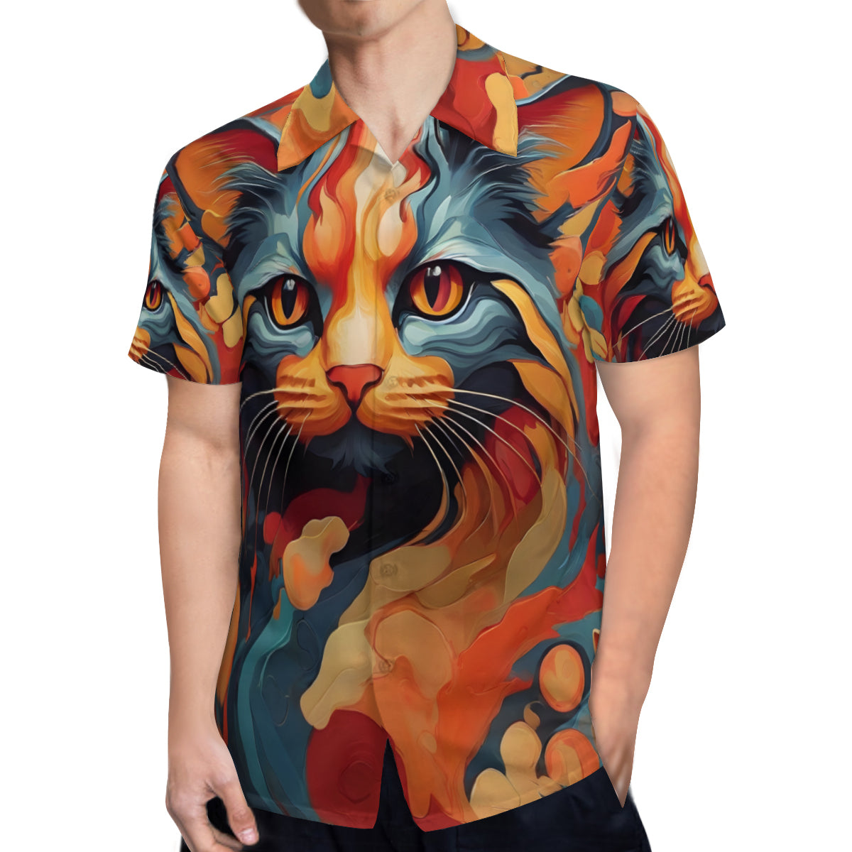 Abstract Cat Lovers Short Sleeves Men's Shirt
