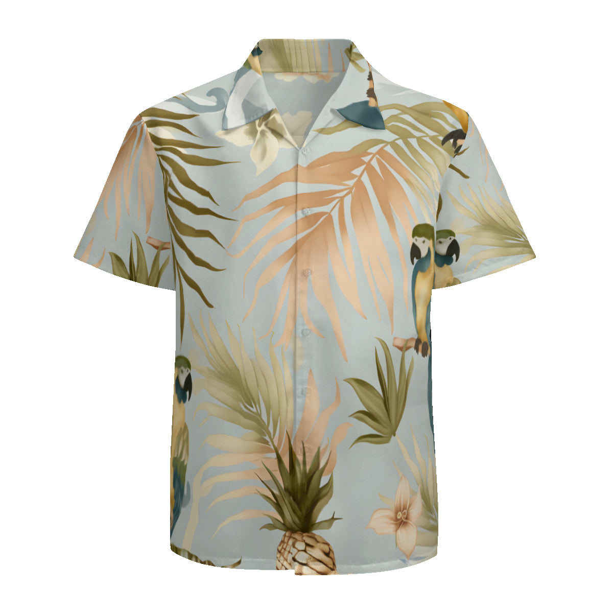 Abstract Floral Parrot Short Sleeves Men's Shirt