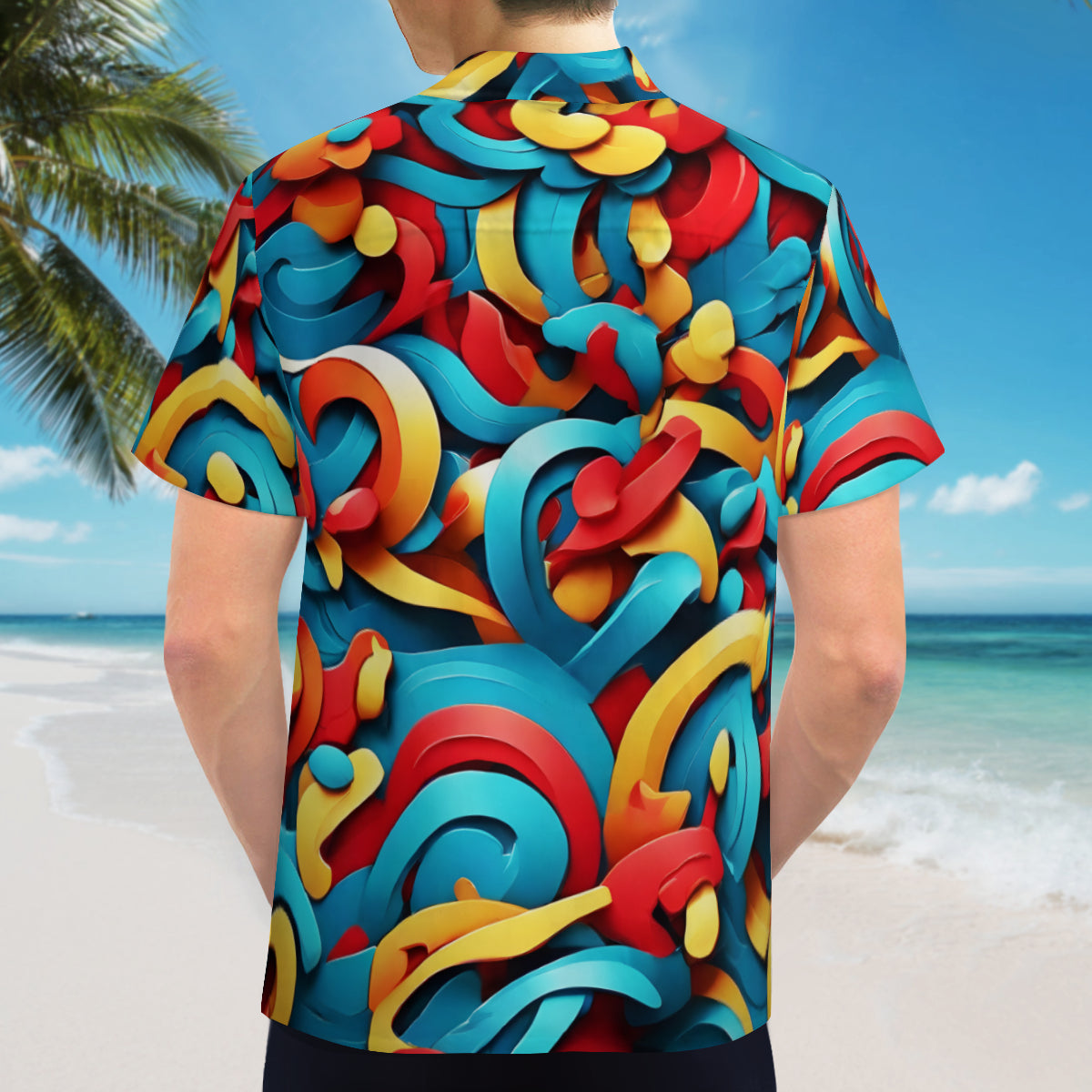 Abstract Vibrant Pattern Short Sleeves Men's Shirt